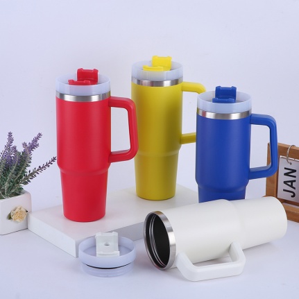 30 OZ 900 ML double wall stainless steel vacuum thermos mug with plastic handle