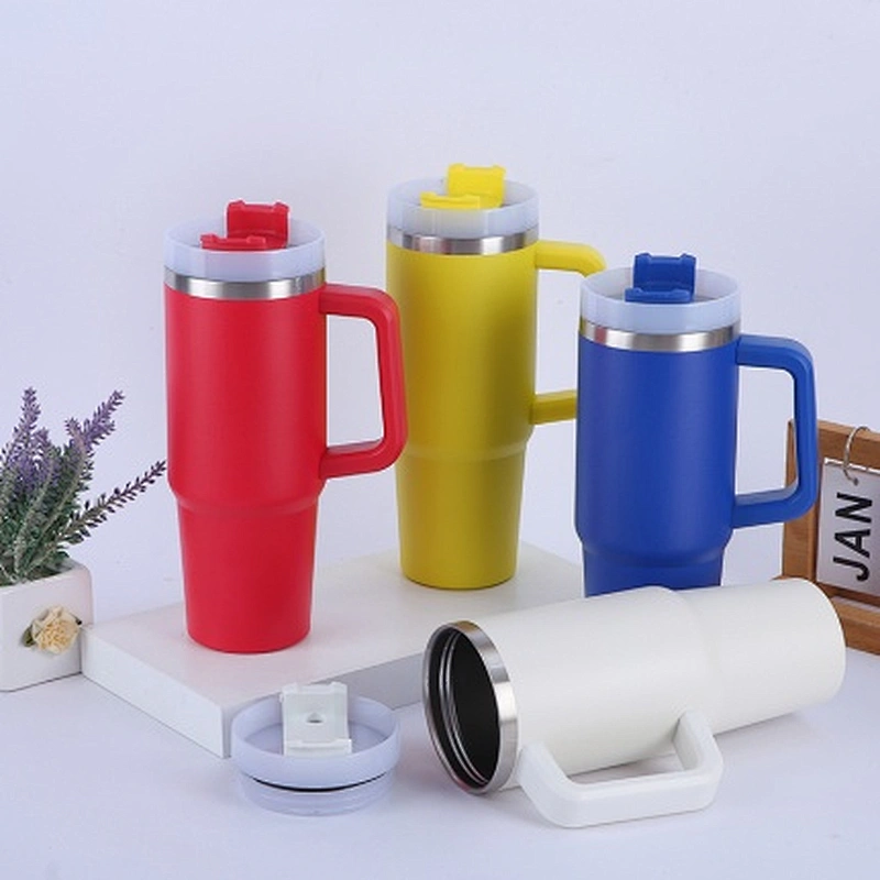 30 OZ 900 ML double wall stainless steel vacuum thermos mug with plastic handle